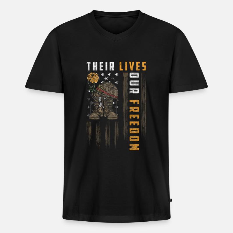 Militär Waffe Gewinner - Männer Premium Bio T-Shirt mit V-Ausschnitt - Schwarz
