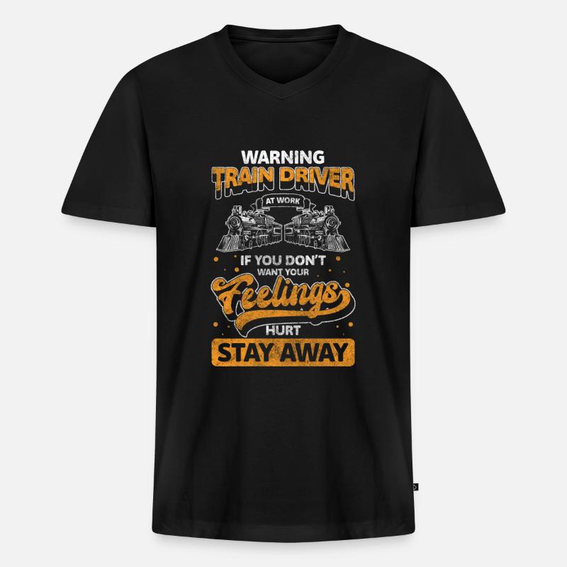 Modellbahn Hobby Gleise - Männer Premium Bio T-Shirt mit V-Ausschnitt - Schwarz