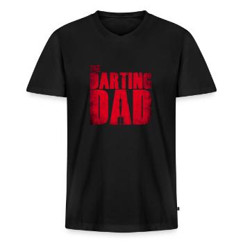 Darting Dad - Dart Vater - Darts Spieler Vatertag - Männer Premium Bio T-Shirt mit V-Ausschnitt - Schwarz - Vorne - Nico (187cm)