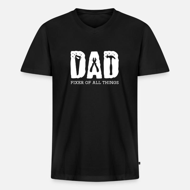 Papa - Fixer aller Dinge - Männer Premium Bio T-Shirt mit V-Ausschnitt - Schwarz