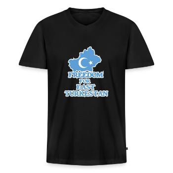Freedom for East Turkestan - Men's Premium Organic T-shirt with V-neck - black - Front - Nico (187cm)
