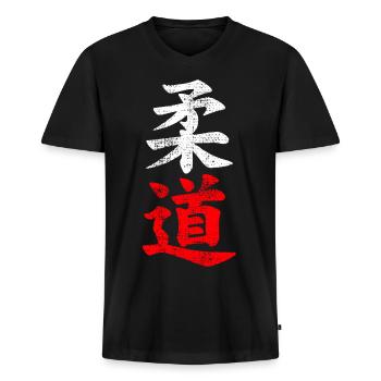 Judo characters - Men's Premium Organic T-shirt with V-neck - black - Front - Nico (187cm)