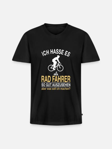 Lustiger Rad Fahrer Spruch - Männer Premium Bio T-Shirt mit V-Ausschnitt - Schwarz
