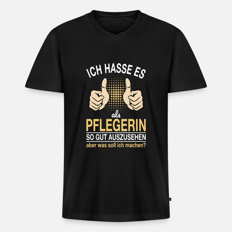 Pflegerin Spruch - Männer Premium Bio T-Shirt mit V-Ausschnitt - Schwarz
