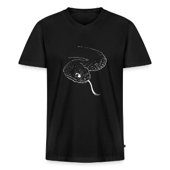 Schlange T-Shirt - Männer Premium Bio T-Shirt mit V-Ausschnitt - Schwarz - Vorne - Nico (187cm)