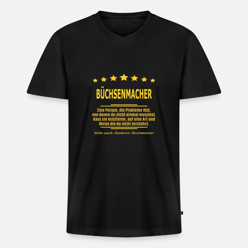 BÜCHSENMACHER - Männer Premium Bio T-Shirt mit V-Ausschnitt - Schwarz
