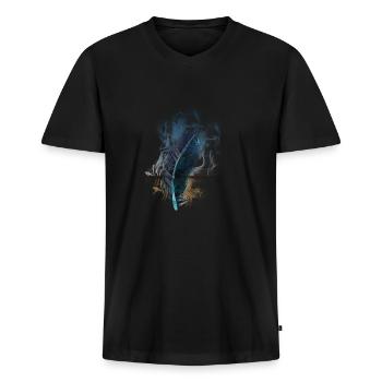 spring - Men's Premium Organic T-shirt with V-neck - black - Front - Nico (187cm)