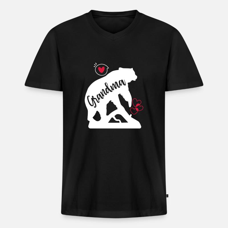Grandma Bear - Männer Premium Bio T-Shirt mit V-Ausschnitt - Schwarz