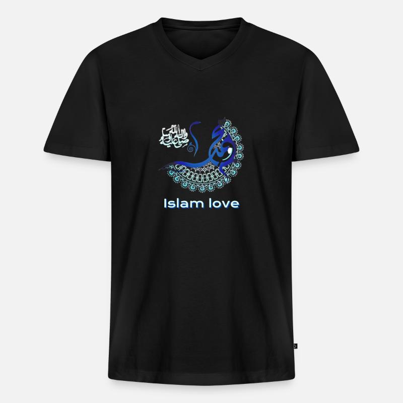 ISLAM LIEBE - Männer Premium Bio T-Shirt mit V-Ausschnitt - Schwarz
