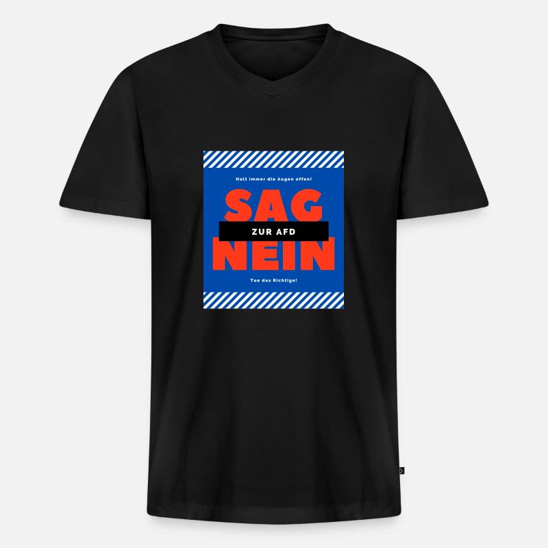 AFD! Nein! - Männer Premium Bio T-Shirt mit V-Ausschnitt - Schwarz