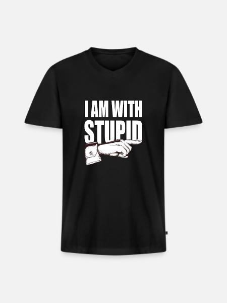 I'm with stupid - funny saying - Men's Premium Organic T-shirt with V-neck - black