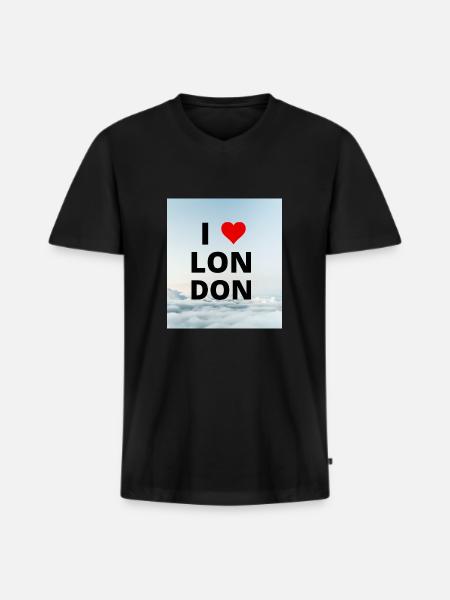 I LOVE LONDON - Men's Premium Organic T-shirt with V-neck - black