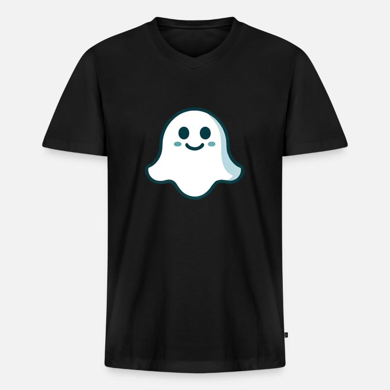 Gespenst türkis - Männer Premium Bio T-Shirt mit V-Ausschnitt - Schwarz
