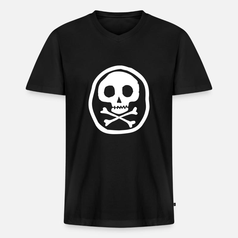 Schädel & Knochen - Männer Premium Bio T-Shirt mit V-Ausschnitt - Schwarz