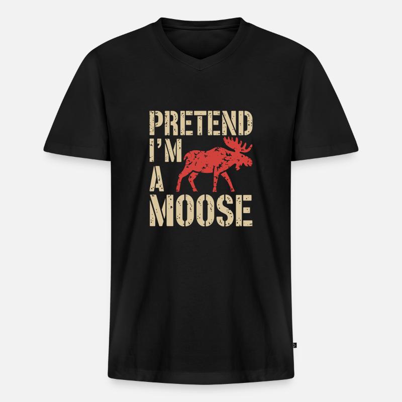 Elch-Liebe mit Witz - Männer Premium Bio T-Shirt mit V-Ausschnitt - Schwarz