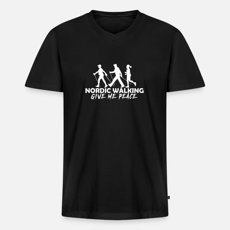 Nordic Walking - Männer Premium Bio T-Shirt mit V-Ausschnitt - Schwarz