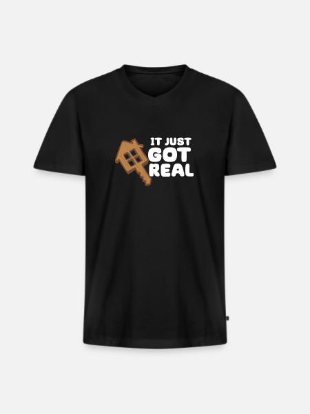 Es wurde gerade real - Männer Premium Bio T-Shirt mit V-Ausschnitt - Schwarz