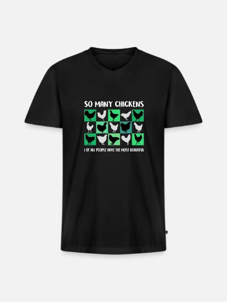 J’ai les plus belles poules - T-shirt encolure en V Premium bio Homme - noir
