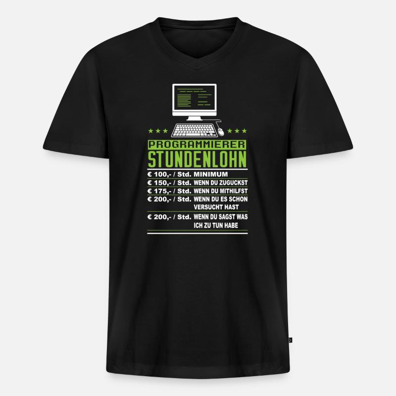 Programmierer Stundenlohn Lustig - Männer Premium Bio T-Shirt mit V-Ausschnitt - Schwarz