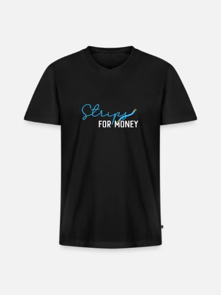 Strips für Geld - Männer Premium Bio T-Shirt mit V-Ausschnitt - Schwarz