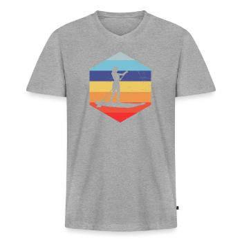 Stand up Paddling Board Standup Paddle Kvinder - Premium økologisk T-shirt med V-hals til mænd - grå meleret - Foran