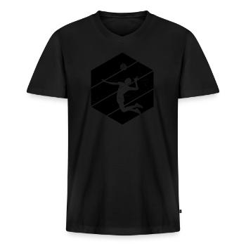 Volley Beach Volley Volleyball Volleyballspielen - Männer Premium Bio T-Shirt mit V-Ausschnitt - Schwarz - Vorne - Nico (187cm)