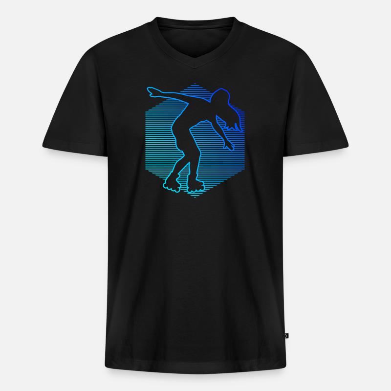 Herren Roller Skates Rollerskate Rollschuh - Männer Premium Bio T-Shirt mit V-Ausschnitt - Schwarz