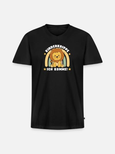 Crèche j’arrive! Lion - T-shirt encolure en V Premium bio Homme - noir
