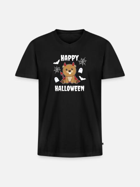 Beaver Happy Halloween Devil Costume - T-shirt encolure en V Premium bio Homme - noir