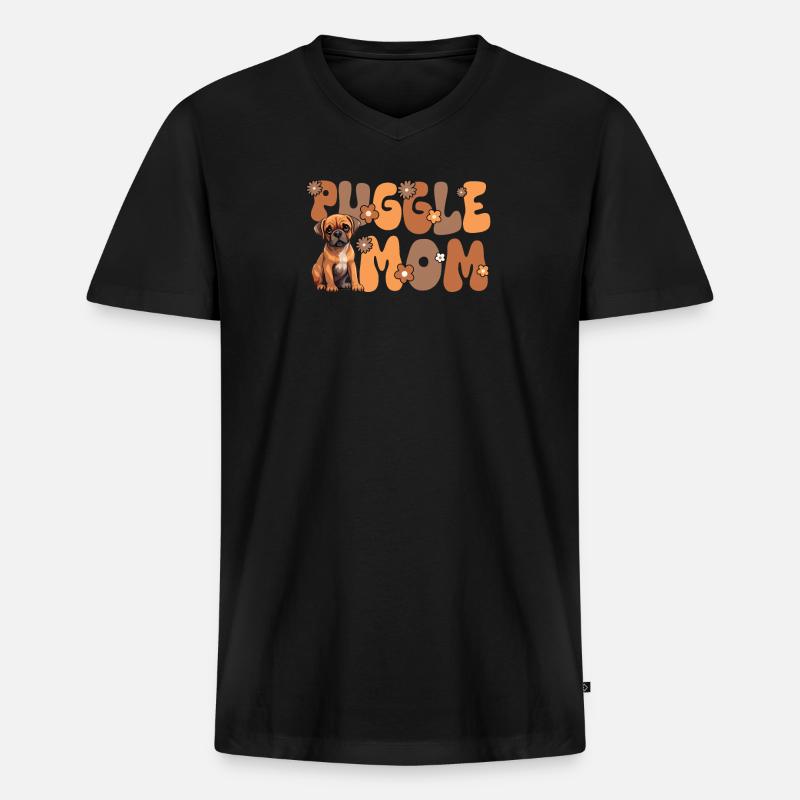 Puggle Groovy Puggle Mom - Männer Premium Bio T-Shirt mit V-Ausschnitt - Schwarz