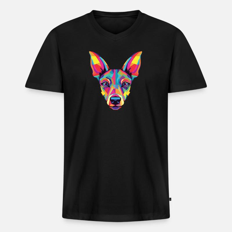 Wasserfarben Farbenfroher Xoloitzcuintli - Männer Premium Bio T-Shirt mit V-Ausschnitt - Schwarz