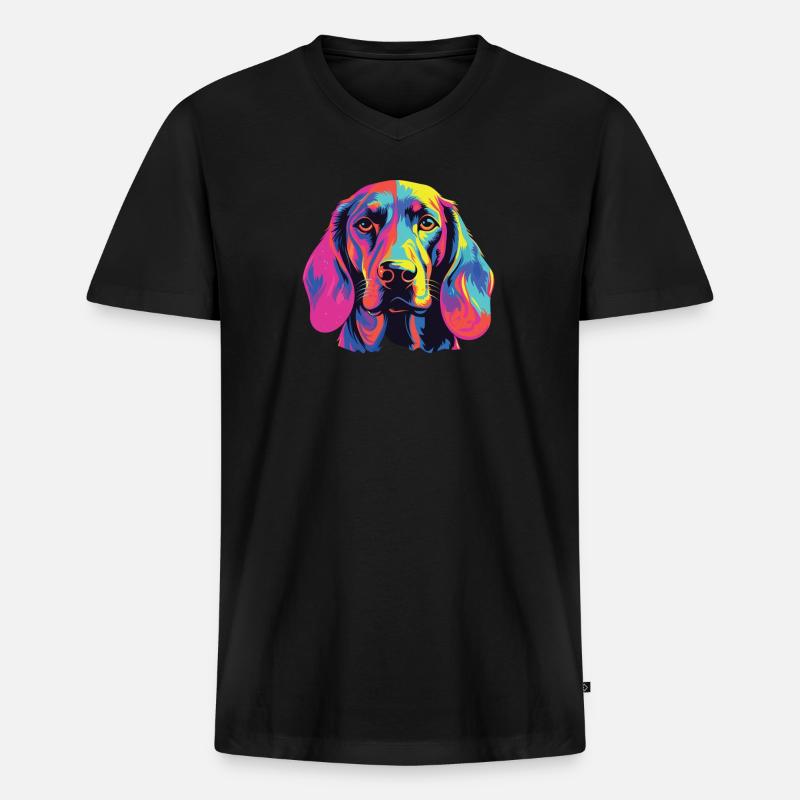 Wasserfarben Farbenfroher Bayerischer - Männer Premium Bio T-Shirt mit V-Ausschnitt - Schwarz