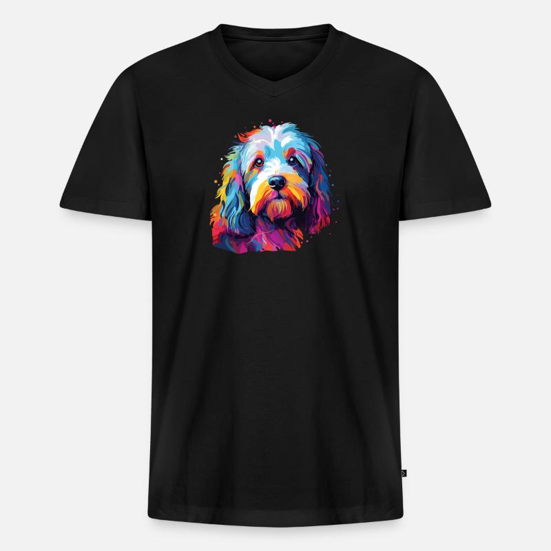 Wasserfarben Farbenfroher Löwchen - Männer Premium Bio T-Shirt mit V-Ausschnitt - Schwarz