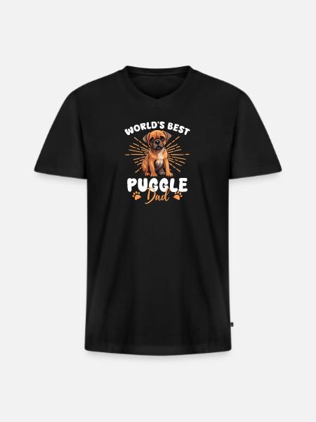 Puggle Groovy Puggle Dad - Men's Premium Organic T-shirt with V-neck - black