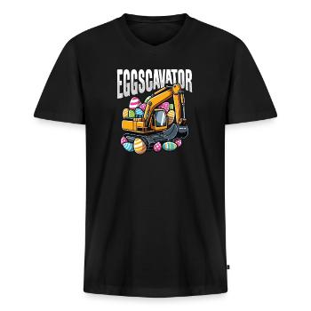 Eggscavator Lustiger Osterbagger Bagger - Männer Premium Bio T-Shirt mit V-Ausschnitt - Schwarz - Vorne - Nico (187cm)