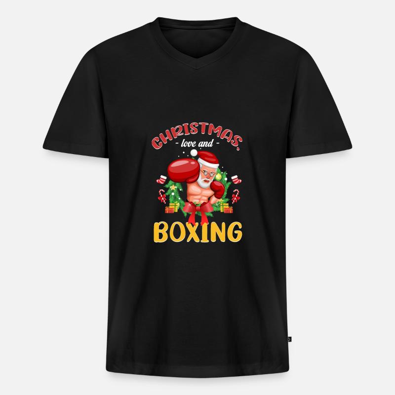 Christmas Love Boxing Boxer Weihnachtsgeschenk - Männer Premium Bio T-Shirt mit V-Ausschnitt - Schwarz