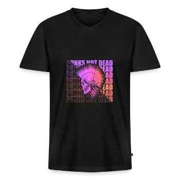 Punk Rock Pogo Anarchie Punks Punk Rocker Punk - T-shirt encolure en V Premium bio Homme - noir - Devant - Nico (187cm)