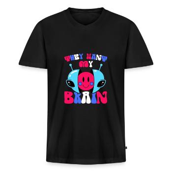 Alien, UFO, UAP, Space, Weltraum Flugobjekt - Männer Premium Bio T-Shirt mit V-Ausschnitt - Schwarz - Vorne - Nico (187cm)