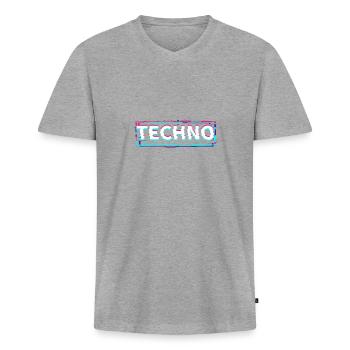 Techno House Party EDM Festival Goa Electro Rave - T-shirt encolure en V Premium bio Homme - gris chiné - Devant