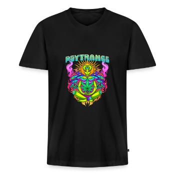 Techno House Party EDM Festival Goa Rave Psytrance - T-shirt encolure en V Premium bio Homme - noir - Devant - Nico (187cm)
