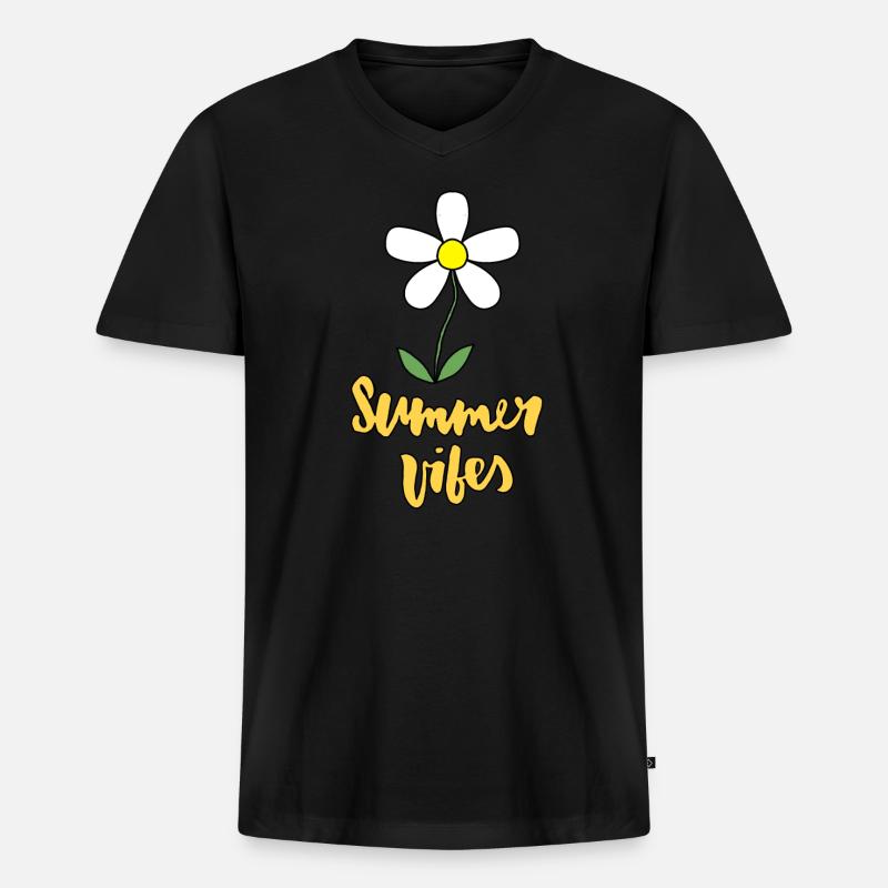 Summer Vibes - Männer Premium Bio T-Shirt mit V-Ausschnitt - Schwarz