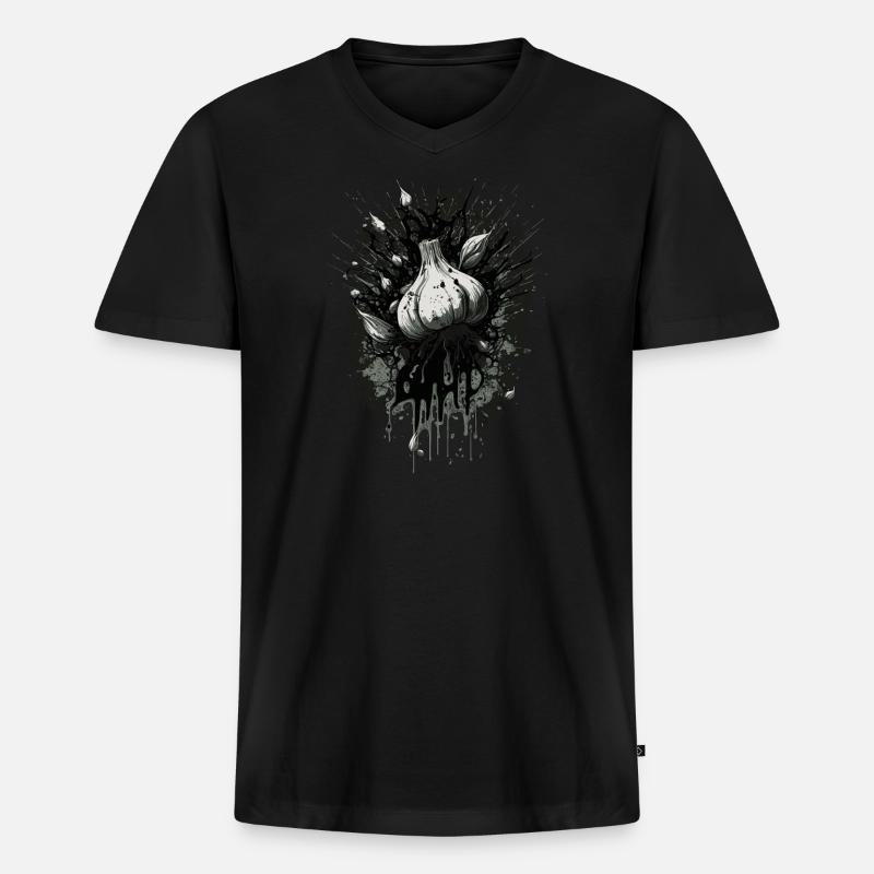 Knoblauch - Männer Premium Bio T-Shirt mit V-Ausschnitt - Schwarz