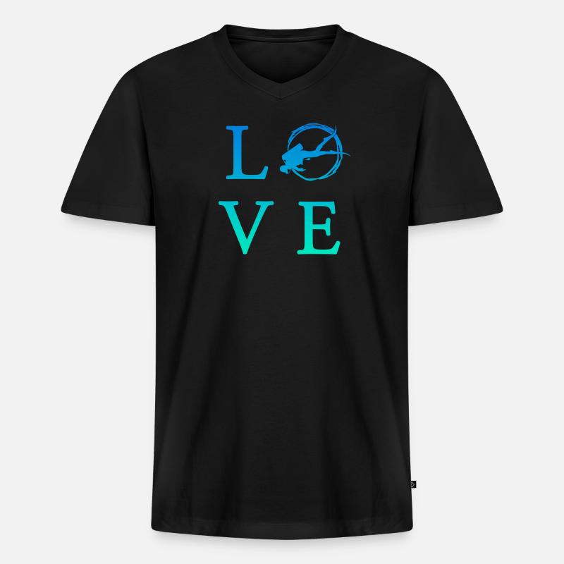 tauchen - Männer Premium Bio T-Shirt mit V-Ausschnitt - Schwarz