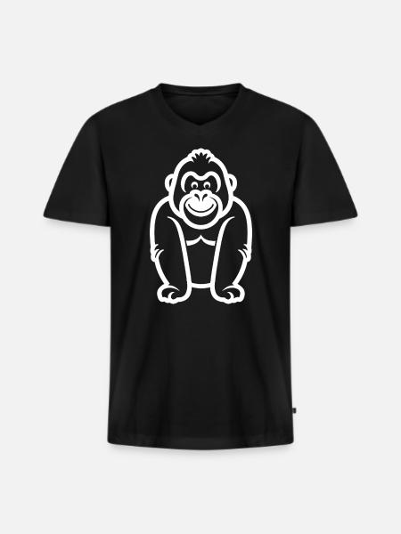 Gorilla - Men's Premium Organic T-shirt with V-neck - black