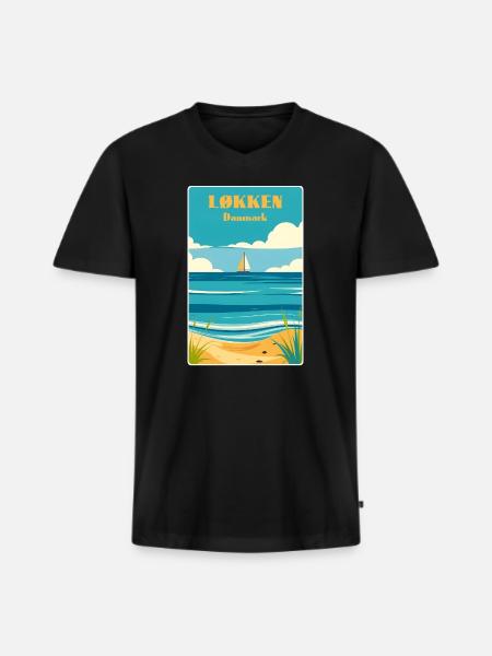Løkken - Men's Premium Organic T-shirt with V-neck - black