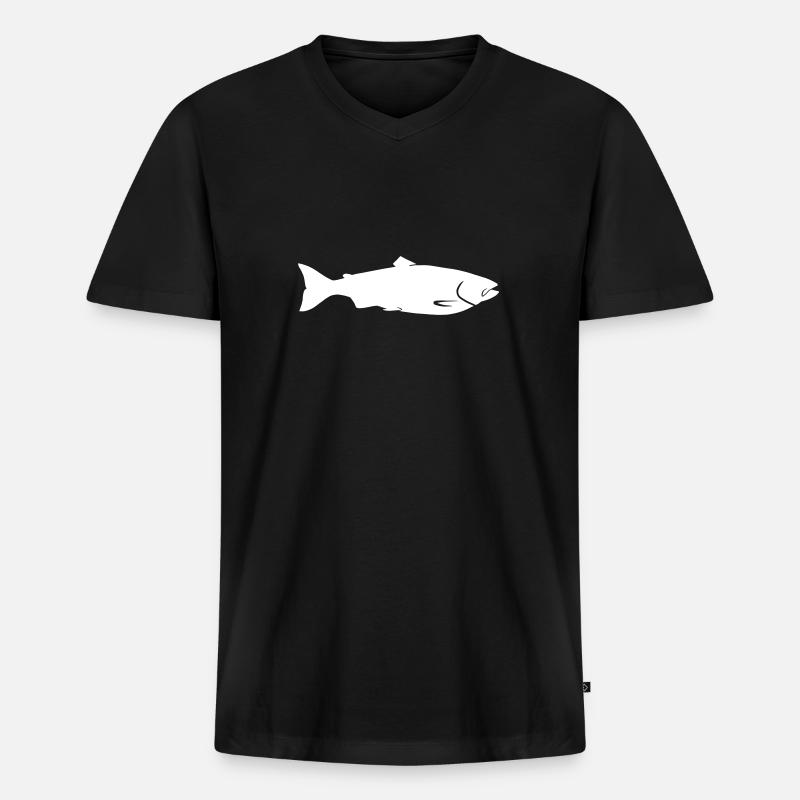 Lachs - Männer Premium Bio T-Shirt mit V-Ausschnitt - Schwarz