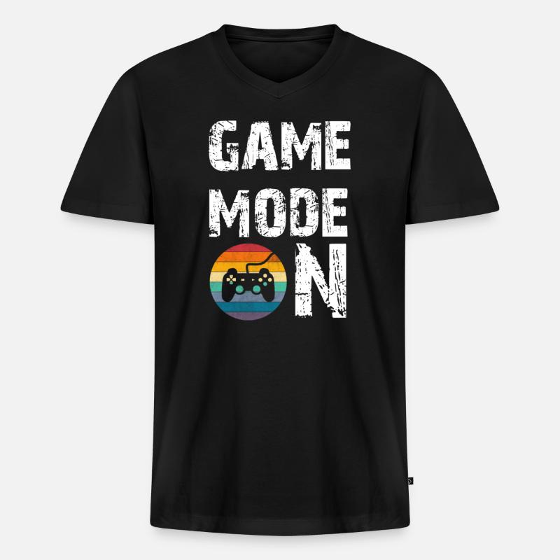 Spielmodus ein - Männer Premium Bio T-Shirt mit V-Ausschnitt - Schwarz