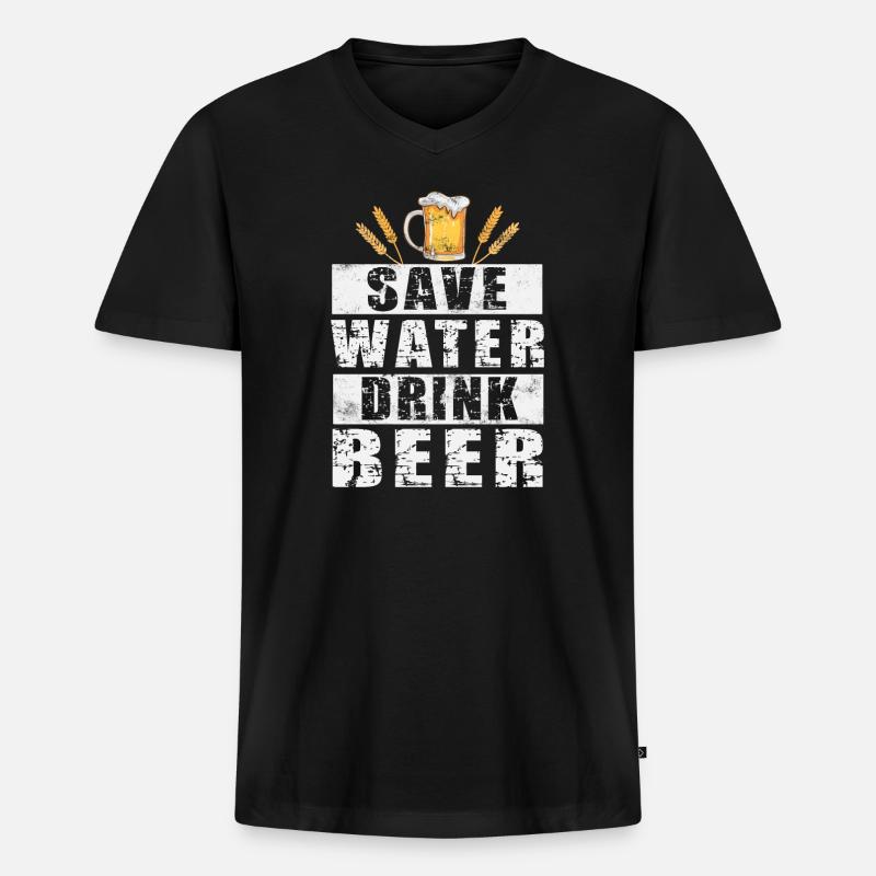 Bier - Männer Premium Bio T-Shirt mit V-Ausschnitt - Schwarz