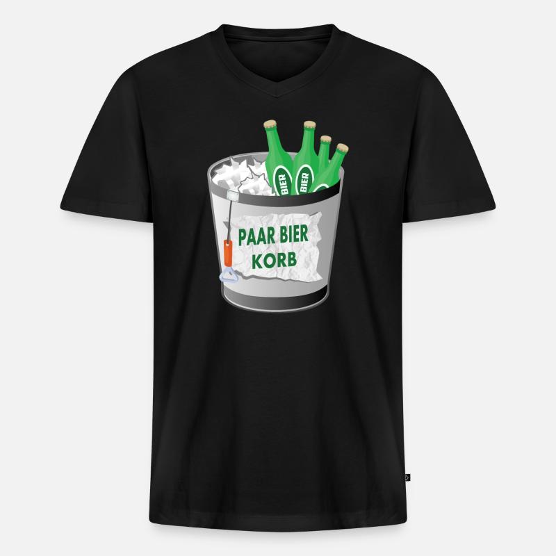 Paar Bier Korb - Männer Premium Bio T-Shirt mit V-Ausschnitt - Schwarz
