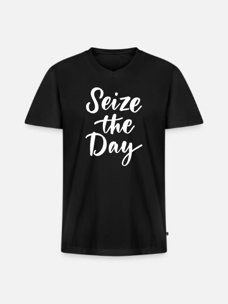 Seize The Day - Men's Premium Organic T-shirt with V-neck - black